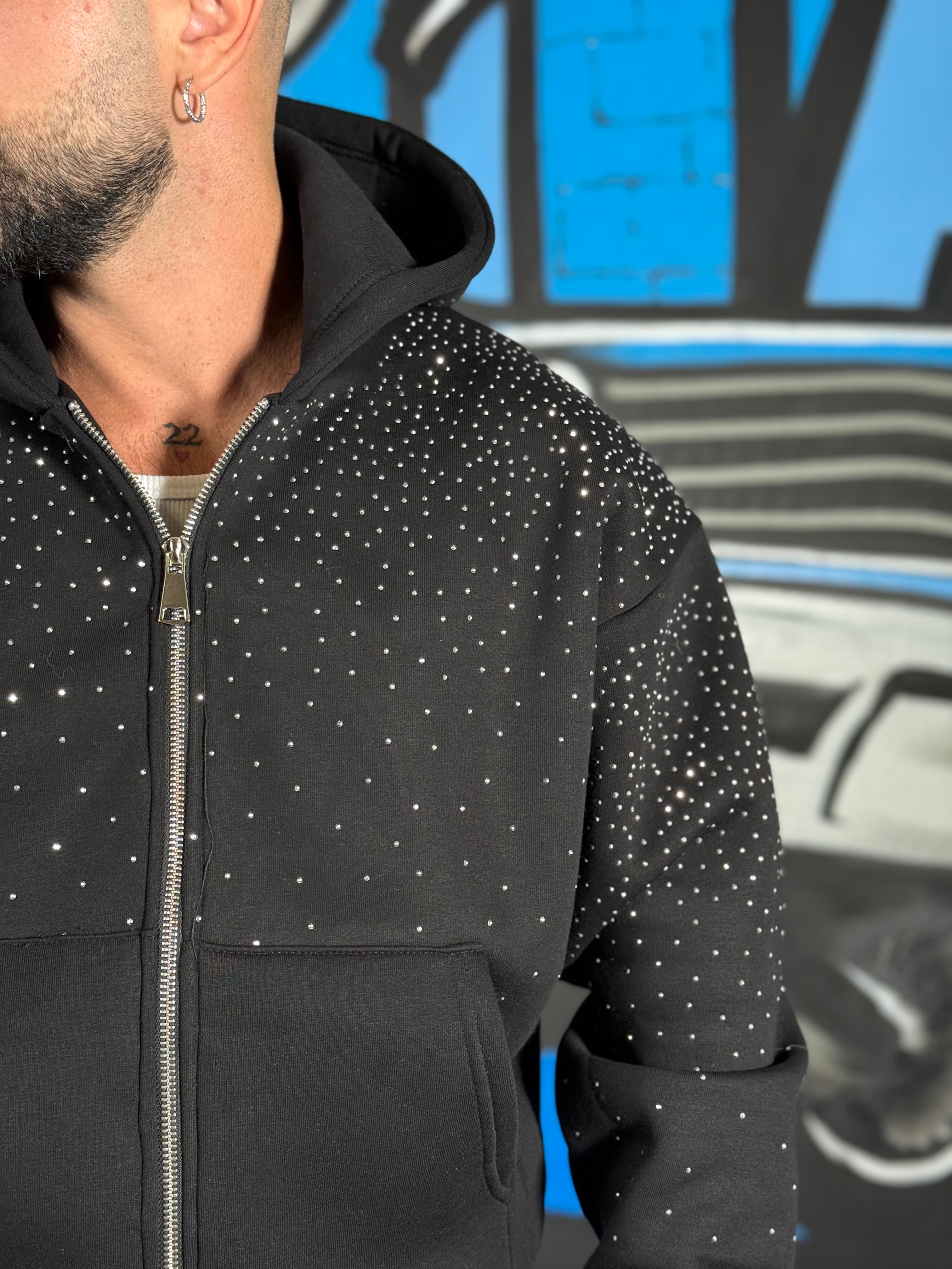 FELPA ZIP CON STRASS