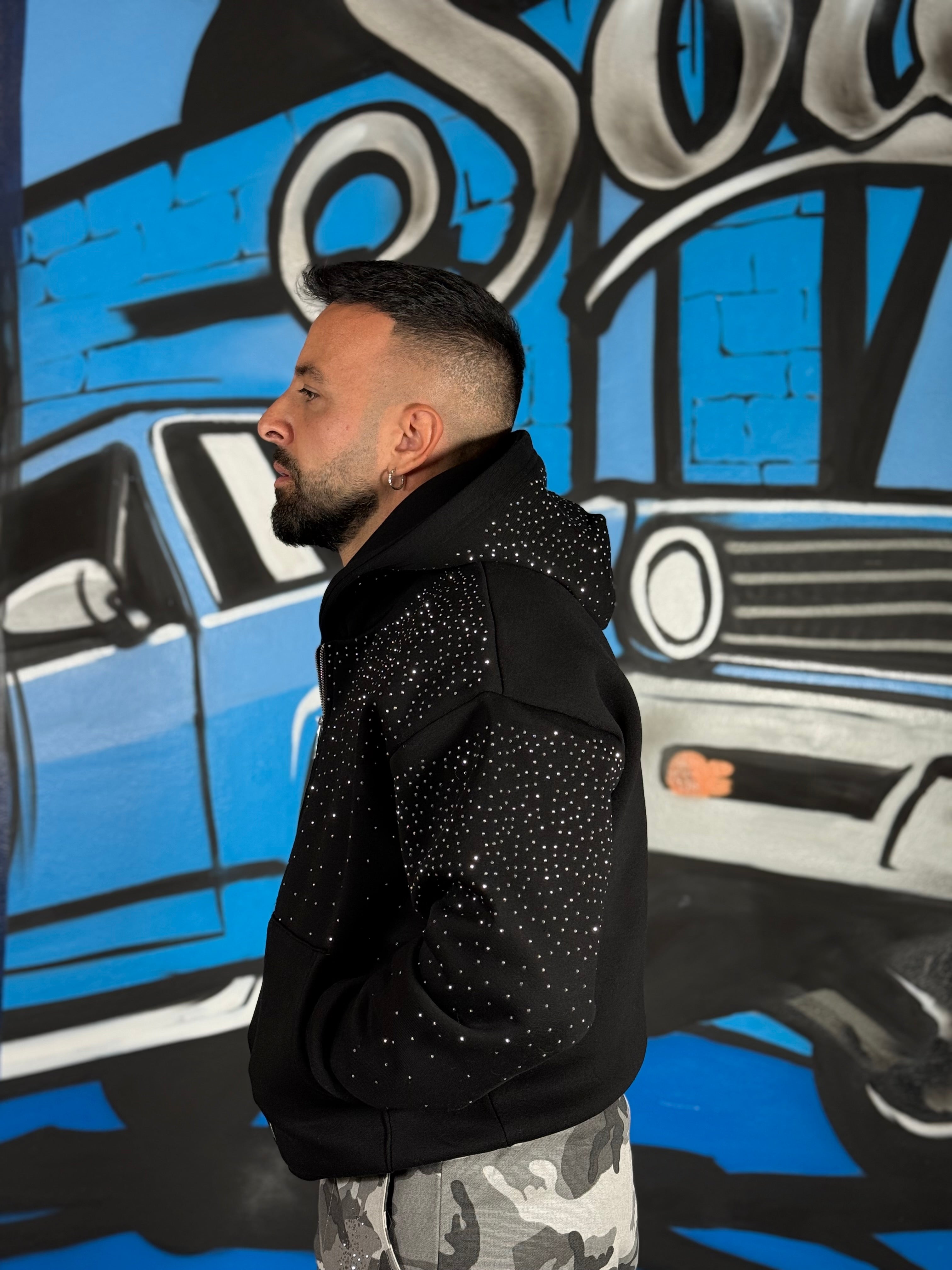 FELPA ZIP CON STRASS