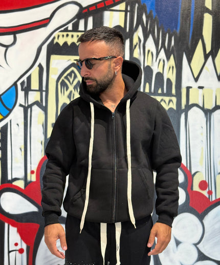 FELPA BASIC ZIP BLACK