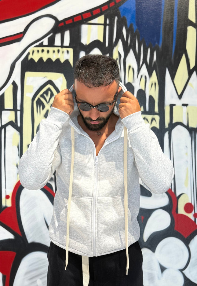 FELPA BASIC ZIP GREY