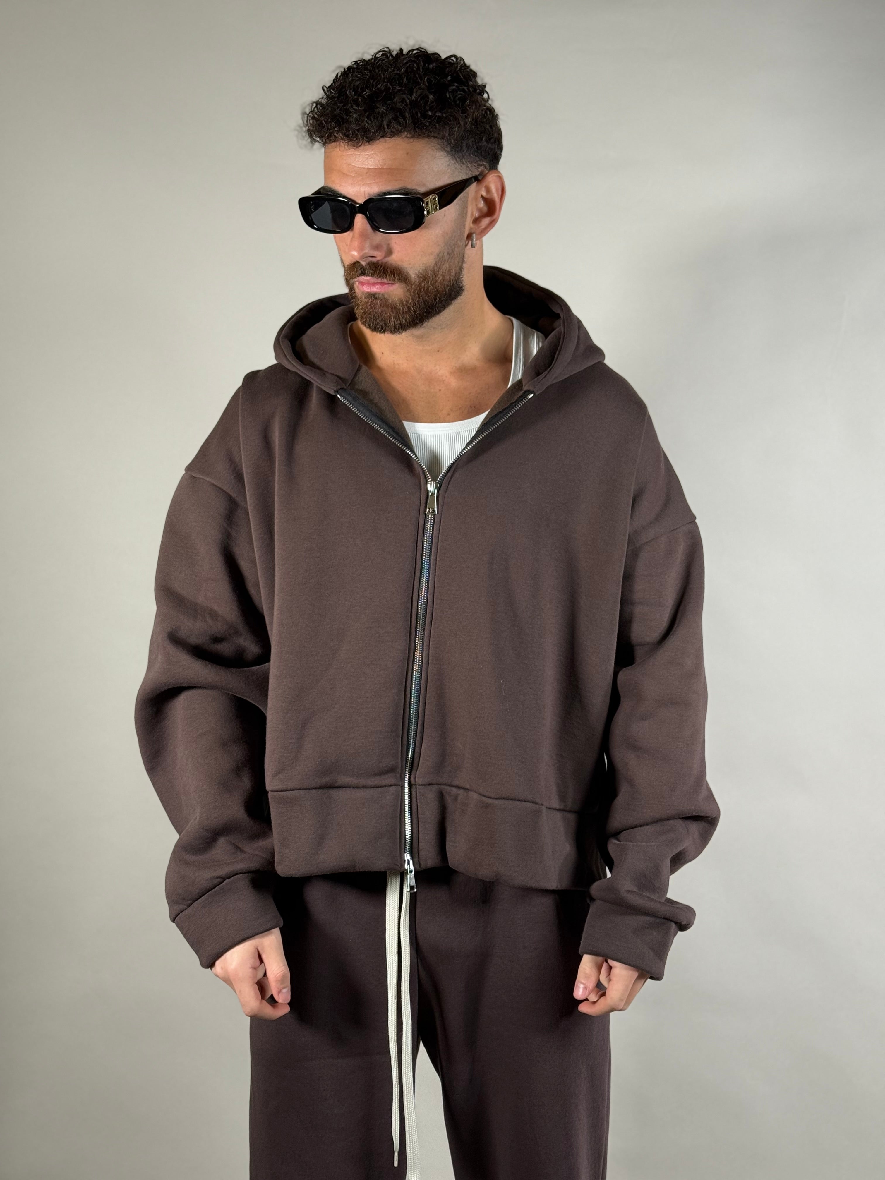 HOODIE CROP ZIP MORO