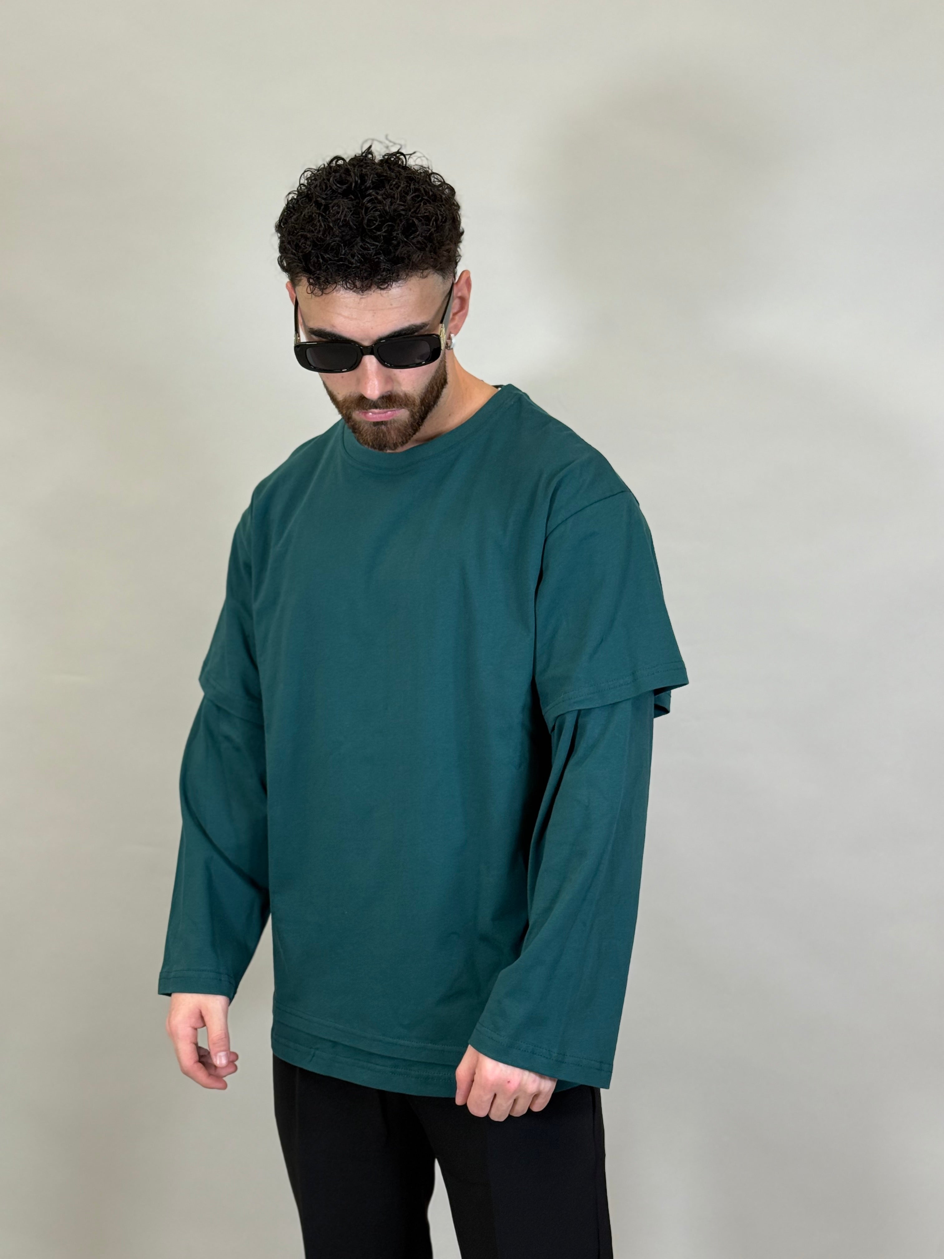 LONGSLEEVE MINIMAL PETROLIO