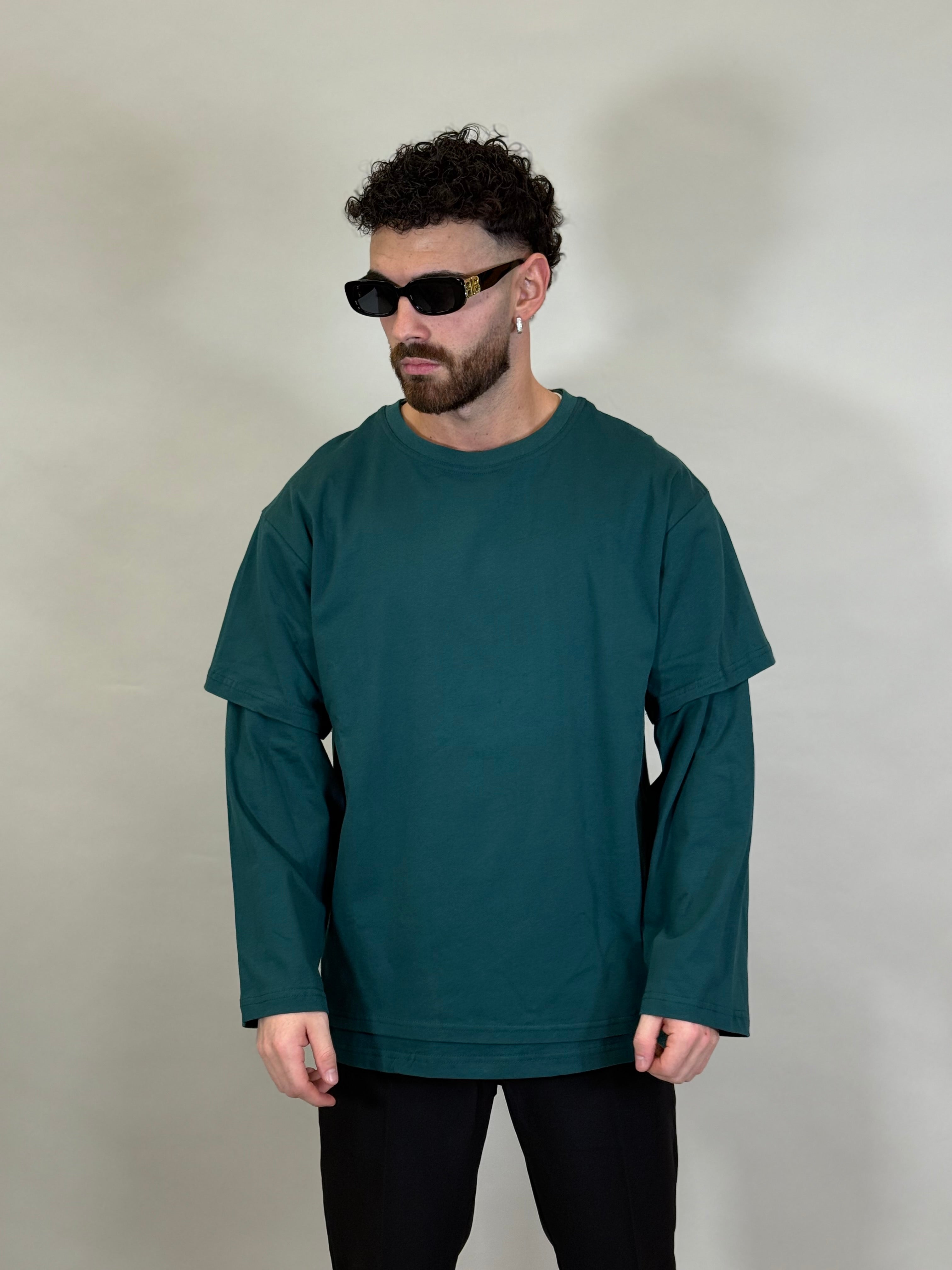 LONGSLEEVE MINIMAL PETROLIO