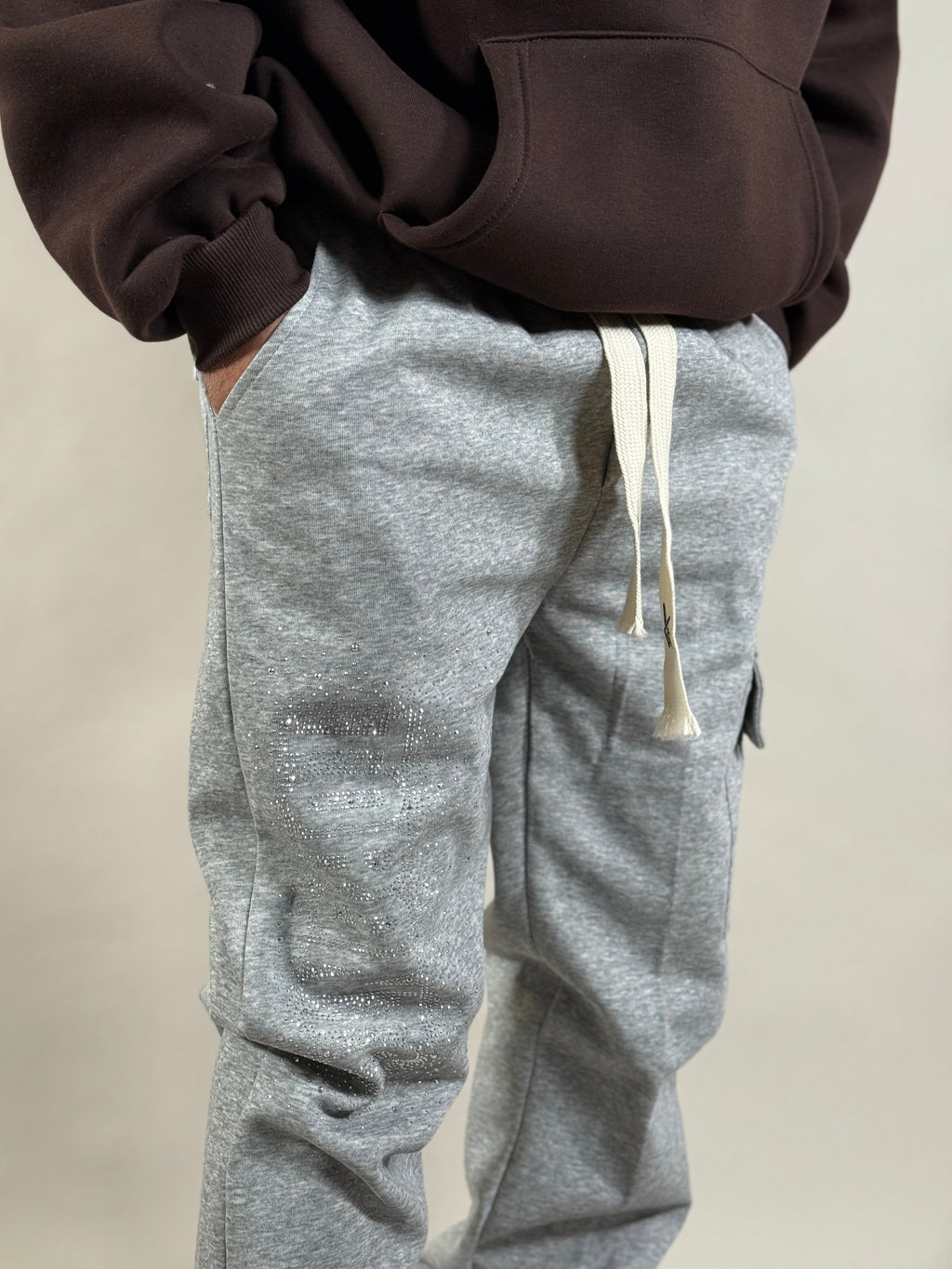 PANTA TUTA STRASS TORONTO GRIGIO