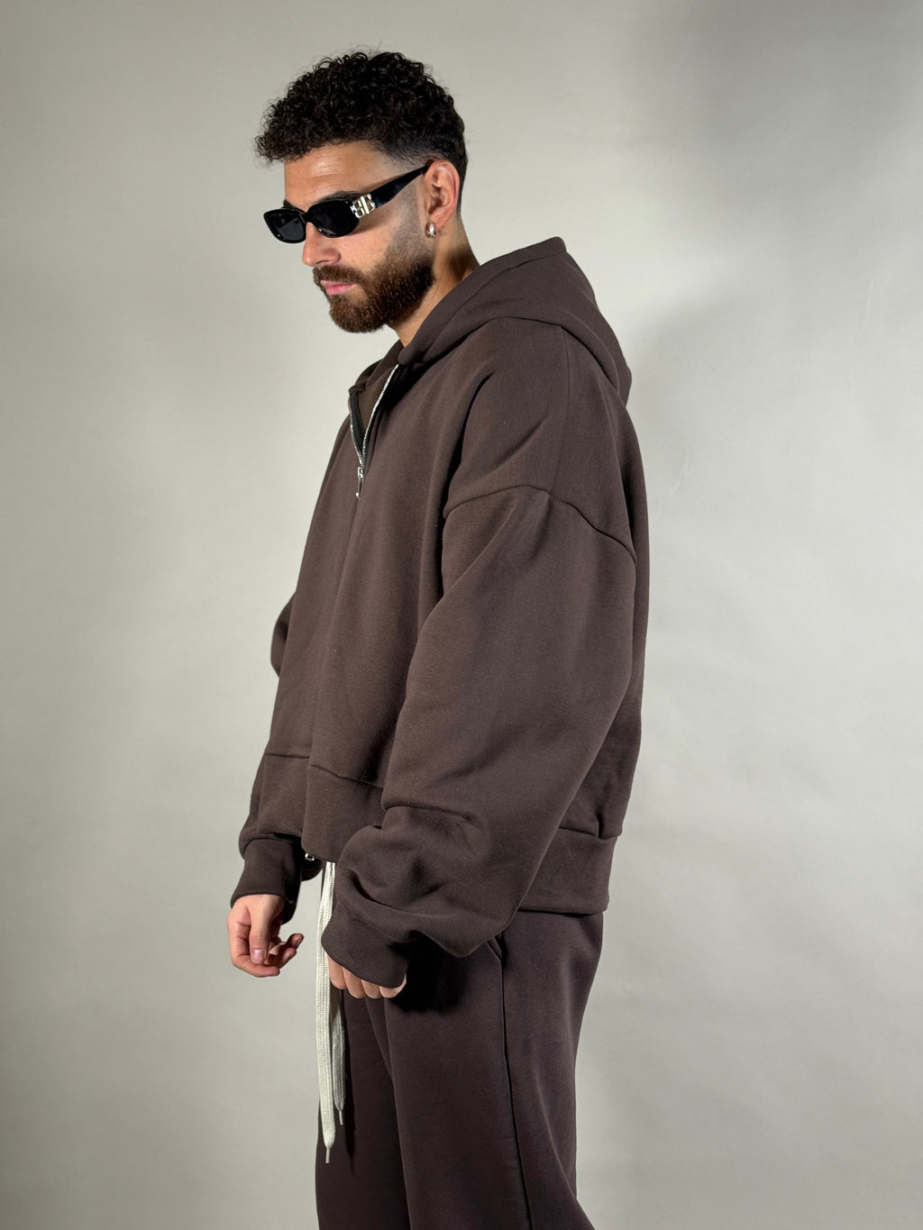 HOODIE CROP ZIP MORO