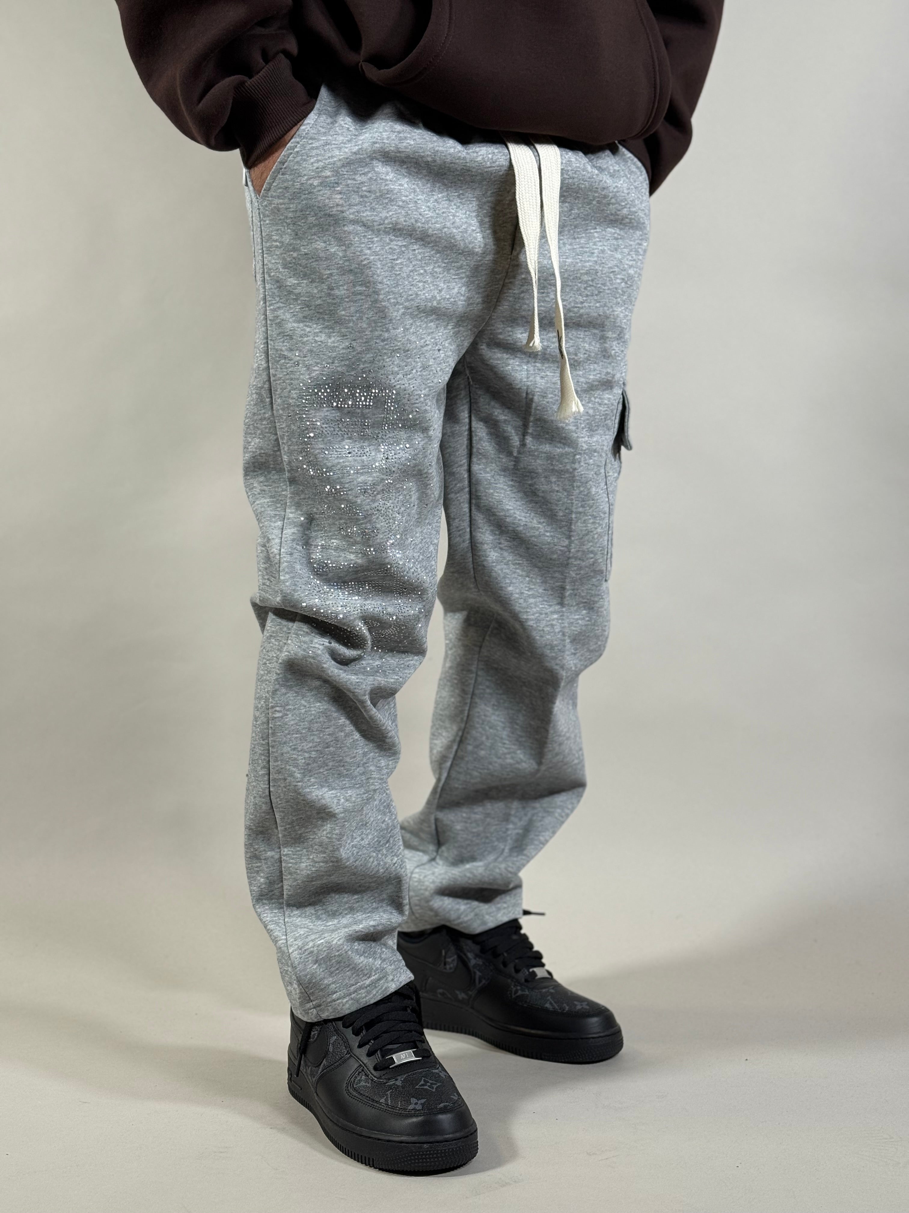 PANTA TUTA STRASS TORONTO GRIGIO