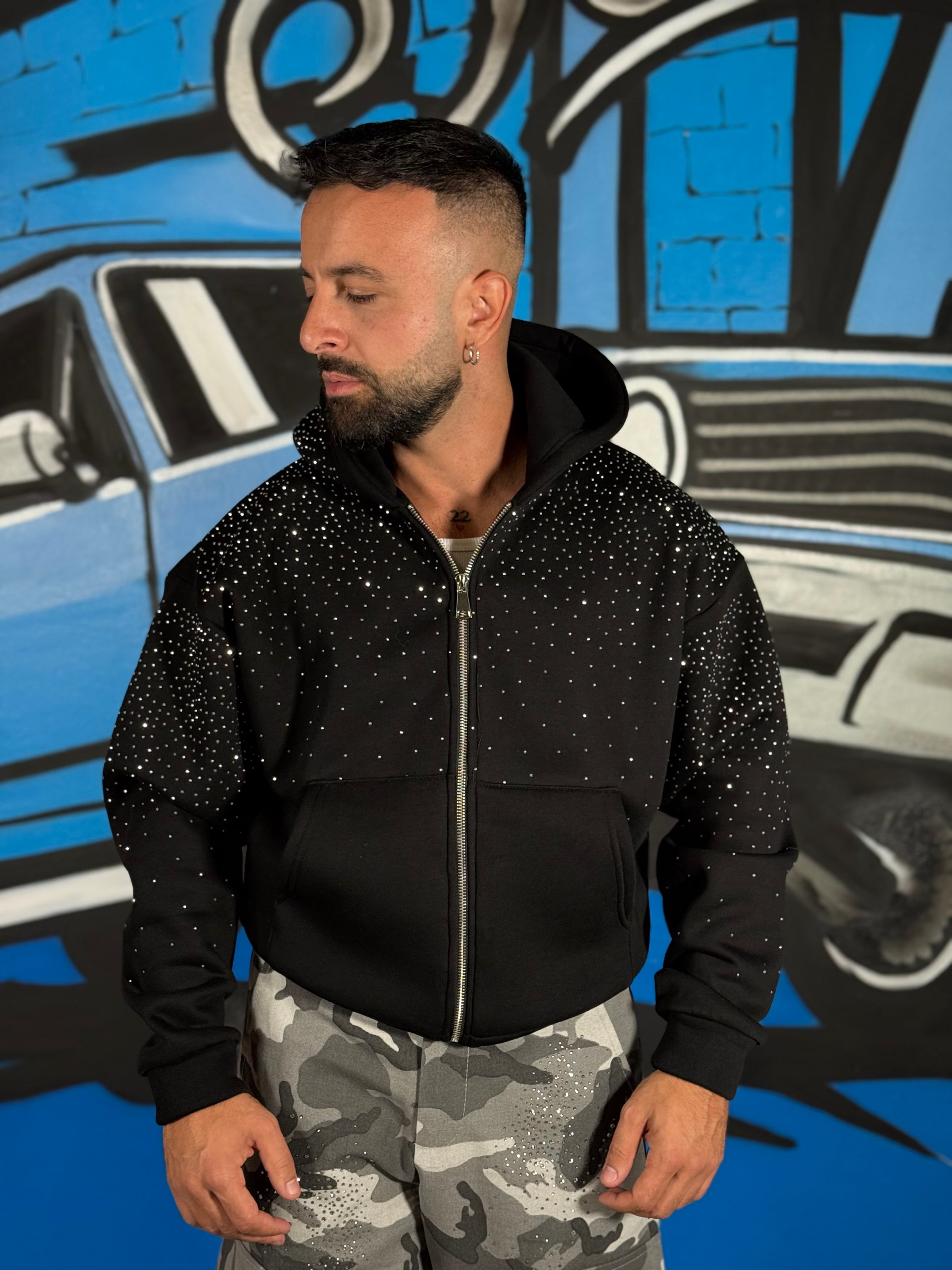 FELPA ZIP CON STRASS